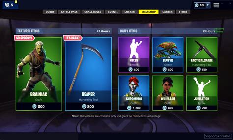 Todays Current Fortnite Item Shop